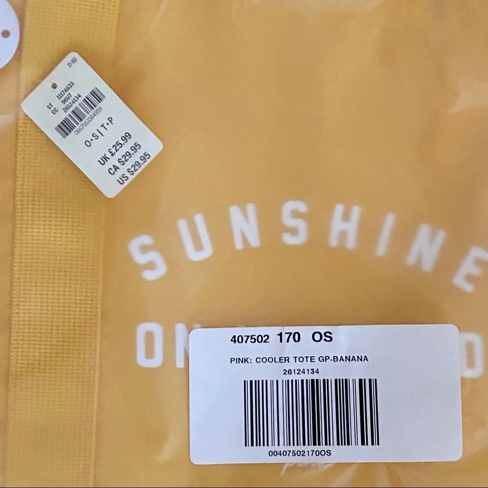 New Victoria's Secret PINK Cooler Tote Insulated Yellow Sunshine On My Mind